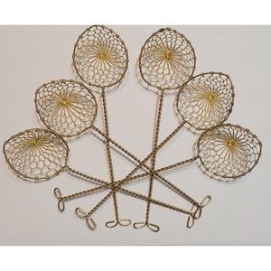 Vintage Twisted Wire Egg Spoon Strainer Lifter Kitchen Utensil Set of 6